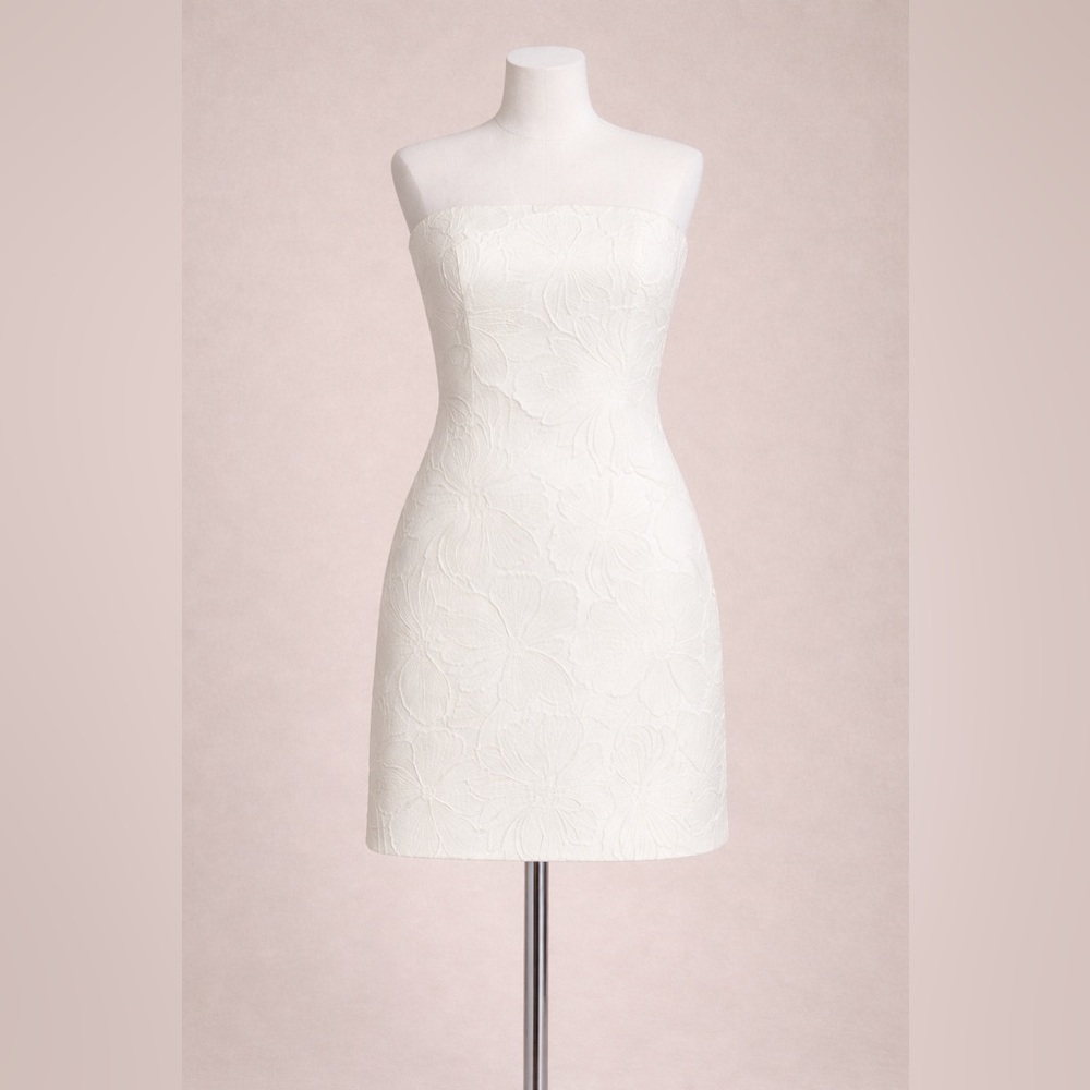 J. Crew White Strapless Floral Dress